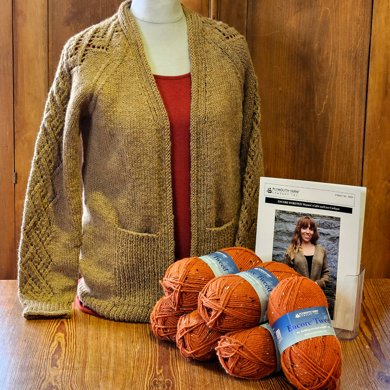 Encore Worsted Cable and Lace Cardigan Knit Kit
