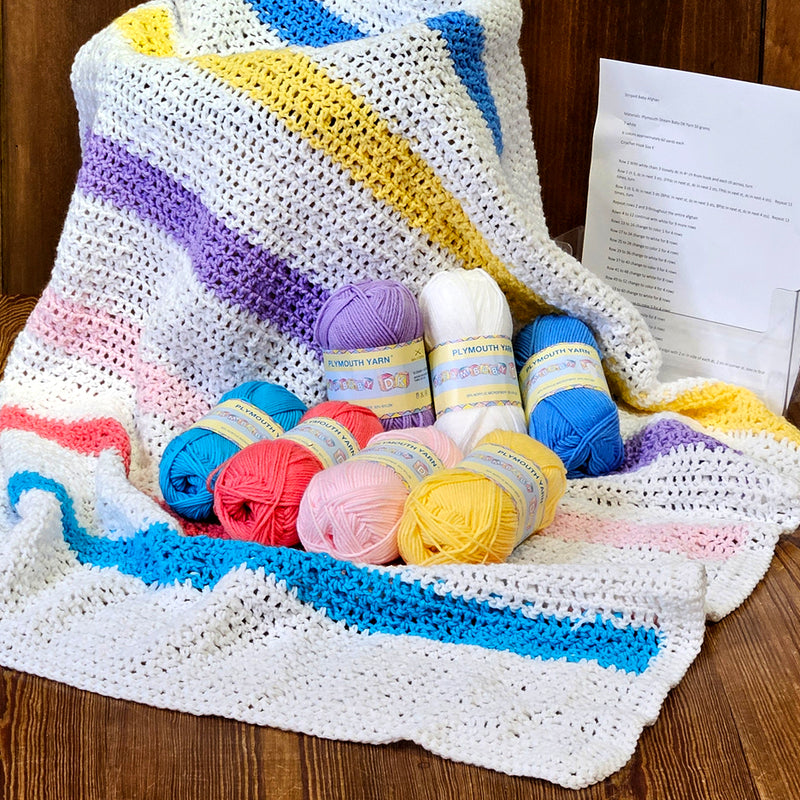 Striped Baby Afghan / Hexagon Ball Crochet Kit
