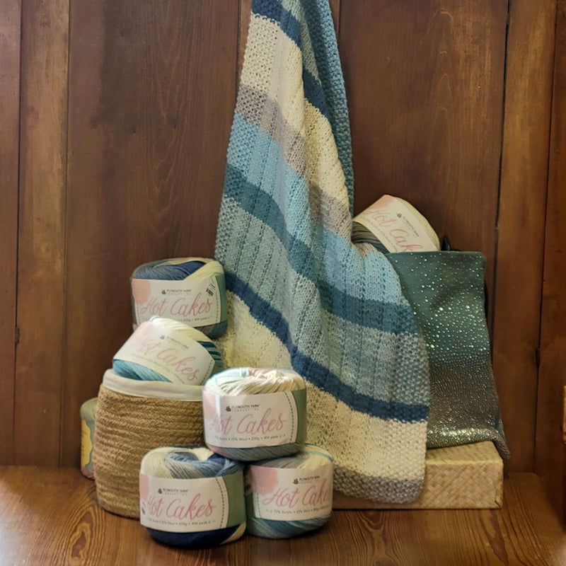 Hot Cakes Vertical Line Baby Blanket Knit Kit